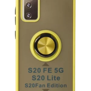 Newface Samsung Galaxy S20 Fe Kılıf Montreal Yüzüklü Silikon Kapak - Sarı