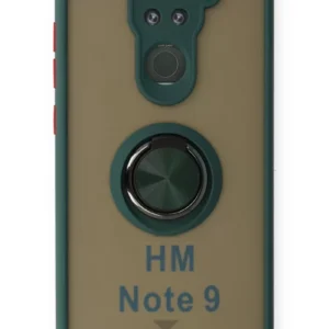 Newface Xiaomi Redmi Note 9 Kılıf Montreal Yüzüklü Silikon Kapak - Yeşil