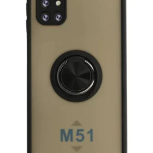Newface Samsung Galaxy M51 Kılıf Montreal Yüzüklü Silikon Kapak - Siyah