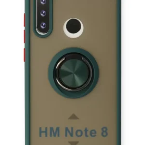 Newface Xiaomi Redmi Note 8 Kılıf Montreal Yüzüklü Silikon Kapak - Yeşil