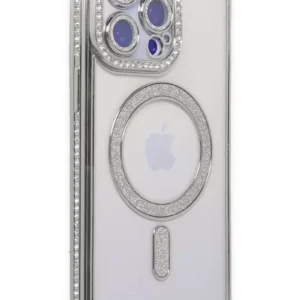 Newface İphone 14 Pro Max Kılıf Joke Simli Magneticsafe Kılıf - Gümüş