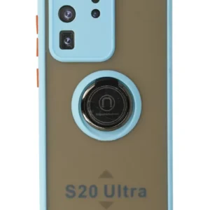 Newface Samsung Galaxy S20 Ultra Kılıf Montreal Yüzüklü Silikon Kapak - Buz Mavi
