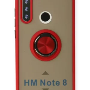 Newface Xiaomi Redmi Note 8 Kılıf Montreal Yüzüklü Silikon Kapak - Kırmızı