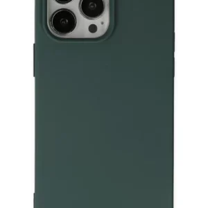 Newface İphone 14 Pro Kılıf Nano İçi Kadife Silikon - Koyu Yeşil