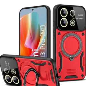 Newface Xiaomi Redmi Note 13 Pro 4g Kılıf Joy Lens Standlı Kapak - Kırmızı