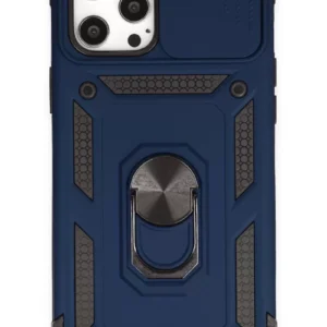 Newface İphone 12 Pro Max Kılıf Pars Lens Yüzüklü Silikon - Lacivert