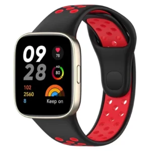 Newface Xiaomi Redmi Watch 3 Spor Delikli Kordon - Siyah-kırmızı