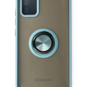 Newface Samsung Galaxy A02s Kılıf Montreal Yüzüklü Silikon Kapak - Buz Mavi