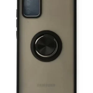 Newface Samsung Galaxy A02s Kılıf Montreal Yüzüklü Silikon Kapak - Siyah