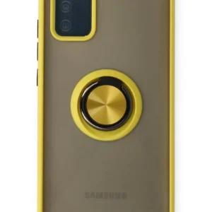 Newface Samsung Galaxy A02s Kılıf Montreal Yüzüklü Silikon Kapak - Sarı