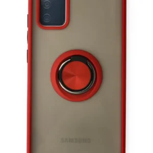 Newface Samsung Galaxy A02s Kılıf Montreal Yüzüklü Silikon Kapak - Kırmızı