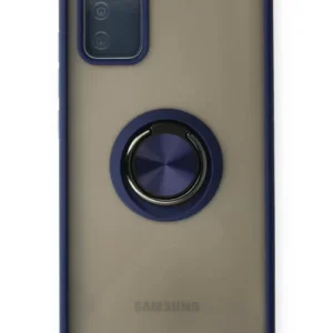 Newface Samsung Galaxy A02s Kılıf Montreal Yüzüklü Silikon Kapak - Lacivert