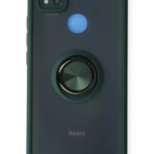 Newface Xiaomi Redmi 9c Kılıf Montreal Yüzüklü Silikon Kapak - Yeşil