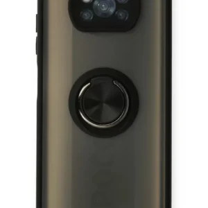 Newface Xiaomi Pocophone X3 Kılıf Montreal Yüzüklü Silikon Kapak - Siyah