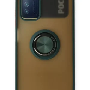 Newface Xiaomi Redmi 9t Kılıf Montreal Yüzüklü Silikon Kapak - Yeşil