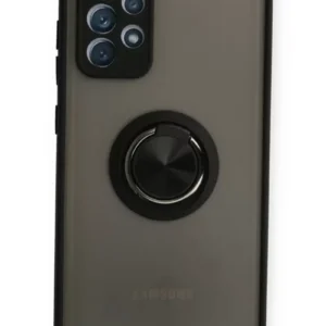 Newface Samsung Galaxy A72 Kılıf Montreal Yüzüklü Silikon Kapak - Siyah