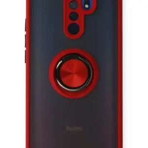 Newface Xiaomi Redmi 9 Kılıf Montreal Yüzüklü Silikon Kapak - Kırmızı