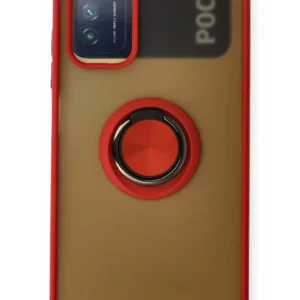 Newface Xiaomi Redmi 9t Kılıf Montreal Yüzüklü Silikon Kapak - Kırmızı