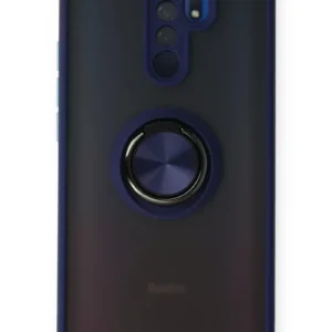 Newface Xiaomi Redmi 9 Kılıf Montreal Yüzüklü Silikon Kapak - Lacivert