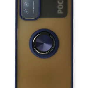 Newface Xiaomi Redmi 9t Kılıf Montreal Yüzüklü Silikon Kapak - Lacivert