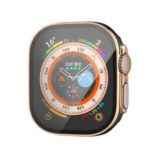 Newface Apple Watch Ultra 49mm Legend Camlı Kasa Ekran Koruyucu - Siyah-gold