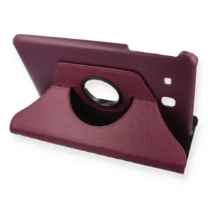 Newface Samsung Galaxy T560 Tab E 9.7 Kılıf 360 Tablet Deri Kılıf - Mürdüm