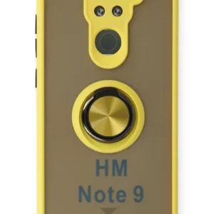 Newface Xiaomi Redmi Note 9 Kılıf Montreal Yüzüklü Silikon Kapak - Sarı