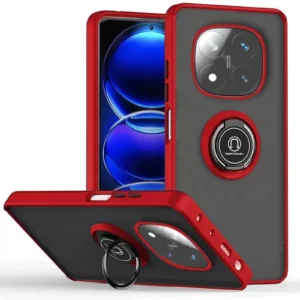 Newface Xiaomi Redmi Note 14 Pro Plus Kılıf Montreal Yüzüklü Silikon Kapak - Kırmızı