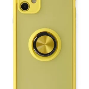 Newface İphone 11 Kılıf Montreal Yüzüklü Silikon Kapak - Sarı