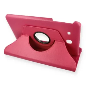 Newface Samsung Galaxy T560 Tab E 9.7 Kılıf 360 Tablet Deri Kılıf - Pembe