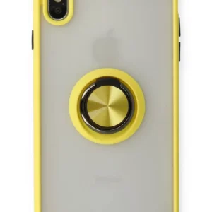 Newface İphone X Kılıf Montreal Yüzüklü Silikon Kapak - Sarı