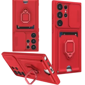 Newface Samsung Galaxy S25 Ultra Kılıf Zuma Kartvizitli Yüzüklü Silikon - Kırmızı