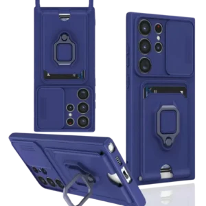 Newface Samsung Galaxy S25 Ultra Kılıf Zuma Kartvizitli Yüzüklü Silikon - Lacivert