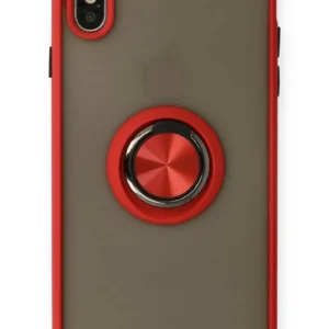 Newface İphone X Kılıf Montreal Yüzüklü Silikon Kapak - Kırmızı