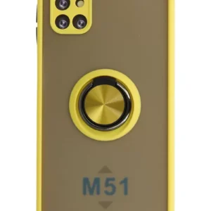 Newface Samsung Galaxy M51 Kılıf Montreal Yüzüklü Silikon Kapak - Sarı