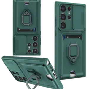 Newface Samsung Galaxy S25 Ultra Kılıf Zuma Kartvizitli Yüzüklü Silikon - Yeşil