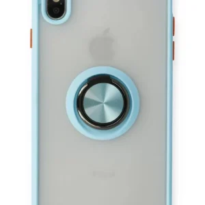 Newface İphone X Kılıf Montreal Yüzüklü Silikon Kapak - Buz Mavi