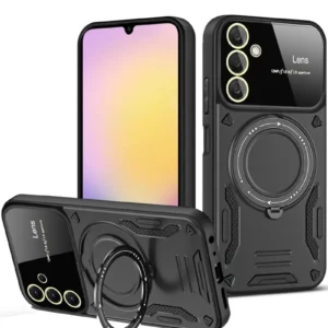 Newface Samsung Galaxy S25 Kılıf Joy Lens Standlı Kapak - Siyah