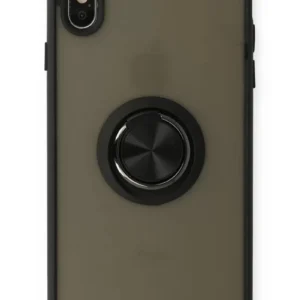 Newface İphone Xs Max Kılıf Montreal Yüzüklü Silikon Kapak - Siyah