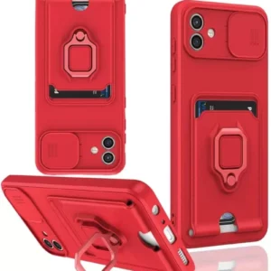 Newface Samsung Galaxy A06 Kılıf Zuma Kartvizitli Yüzüklü Silikon - Kırmızı