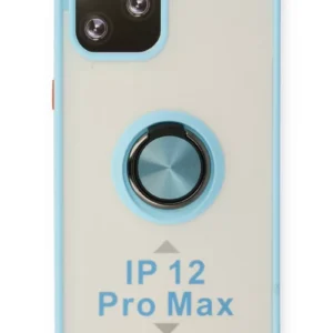 Newface İphone 12 Pro Kılıf Montreal Yüzüklü Silikon Kapak - Buz Mavi