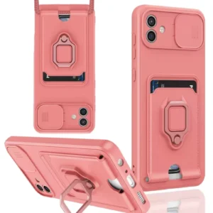 Newface Samsung Galaxy A06 Kılıf Zuma Kartvizitli Yüzüklü Silikon - Pembe