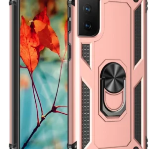 Newface Samsung Galaxy S21 Kılıf Sofya Yüzüklü Silikon Kapak - Rose