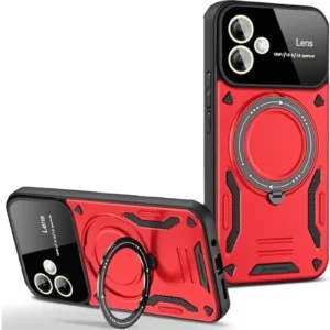 Newface Samsung Galaxy A06 Kılıf Joy Lens Standlı Kapak - Kırmızı