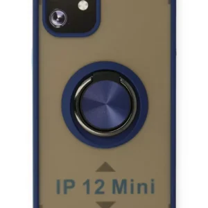 Newface İphone 12 Kılıf Montreal Yüzüklü Silikon Kapak - Lacivert