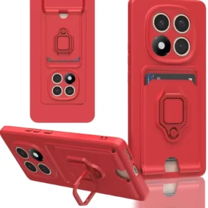 Newface Xiaomi Redmi Note 14 Pro 4g Kılıf Zuma Kartvizitli Yüzüklü Silikon - Kırmızı