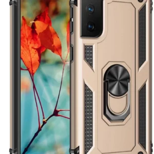 Newface Samsung Galaxy S21 Kılıf Sofya Yüzüklü Silikon Kapak - Gold