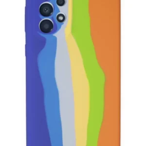 Newface Samsung Galaxy A73 5g Kılıf Ebruli Lansman Silikon - Mavi-turuncu