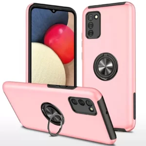 Newface Samsung Galaxy A02s Kılıf Elit Yüzüklü Kapak - Pembe
