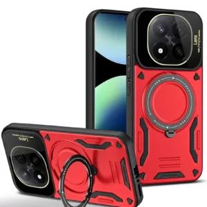 Newface Xiaomi Redmi Note 14 Pro 5g Kılıf Joy Lens Standlı Kapak - Kırmızı